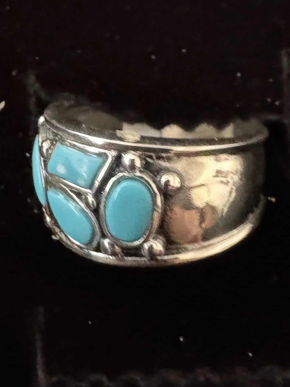 Sterling Silver Turquoise Inlay Women's Band - Turquoise